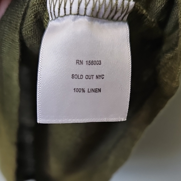 Soldout NYC Olive Green Linen Short Sleeve Casual Slub The Perfect Tee Small - Picture 5 of 6